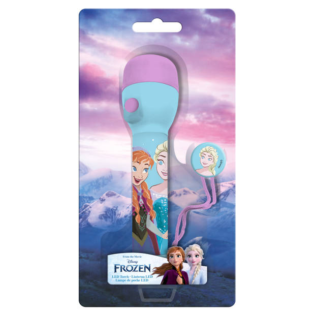 Disney Frozen&nbsp;kinder zaklamp/leeslamp - lila/blauw - kunststof - 16 x 4 cm - Kinder zaklampen