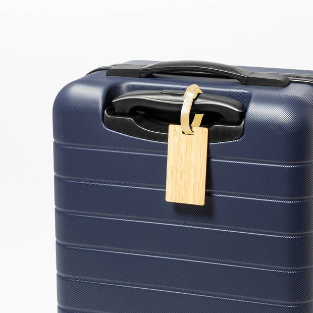 Kofferlabel van eco friendly kurk - 10 x 6 cm - reis/handbagage labels - gesp bandje - Bagagelabels
