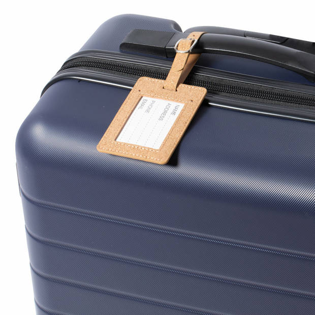 Kofferlabel van eco friendly kurk - 4x - 10 x 6 cm - reis/handbagage labels - gesp bandje - Bagagelabels