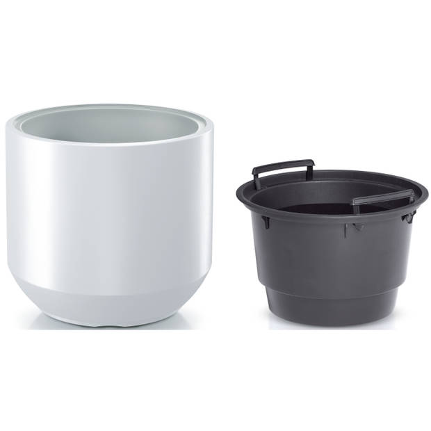 Prosperplast Plantenpot/bloempot Sevilla - 2x - buiten/binnen - kunststof - wit - D47 x H46 cm - Plantenpotten