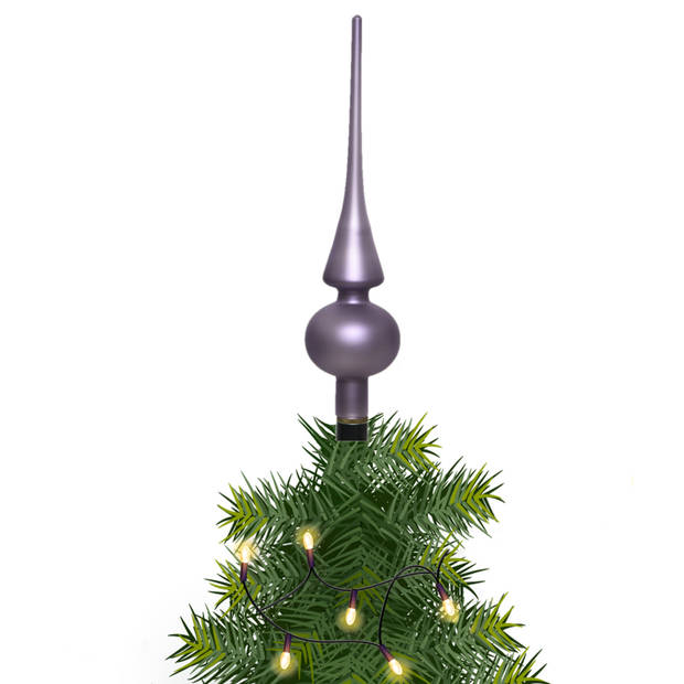 Kerstboom glazen piek lila paars mat 26 cm - kerstboompieken