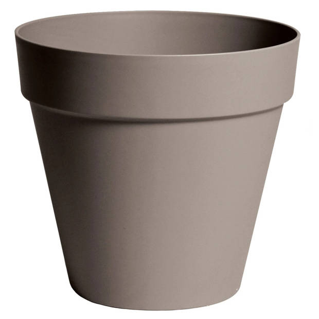 Mega Collections Plantenpot/bloempot - 2x - kunststof - taupe bruin - D26 x H22 cm - Plantenpotten