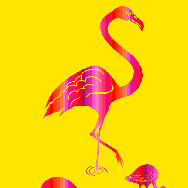 Strand/badlaken - flamingo print - 75 x 150 cmA - microvezel - Strandlakens