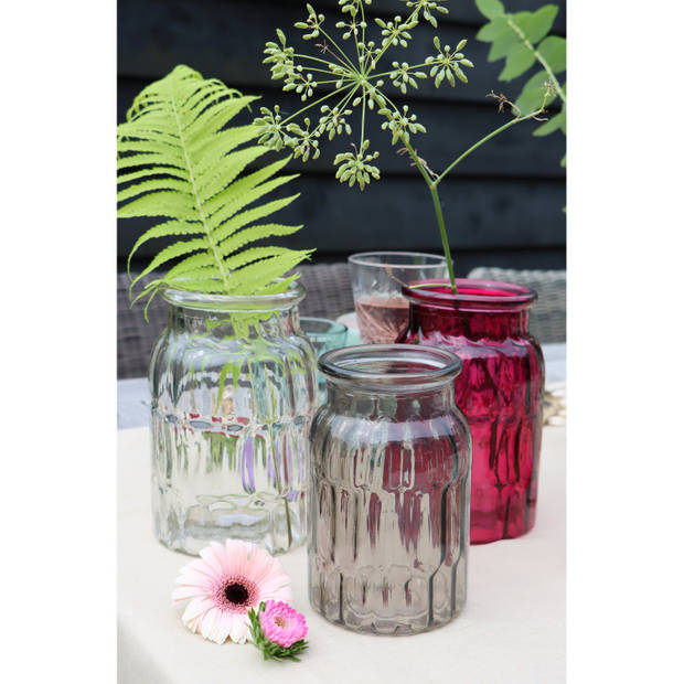Bellatio Design Bloemenvaas klein - fuchsia roze - glas - D10 x H16 cm - Vazen