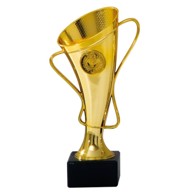 Luxe trofee/prijs bekers - 3x - brons/goud/zilver - metaal - 20 x 10 cm - Fopartikelen