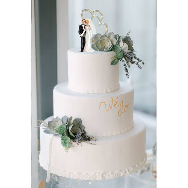 Trouwfiguurtje/caketopper bruidspaar - bruid en bruidegom klassiek - Bruidstaart figuren - 13 cm - Taartdecoraties