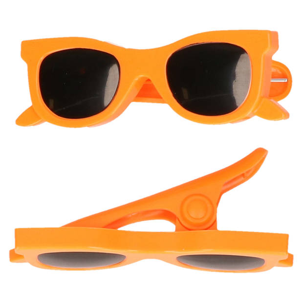 Handdoekklem/handdoek knijpers - oranje zonnebril -A 2x - kunststof - Handdoekknijpers