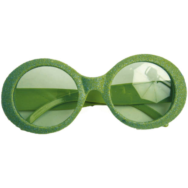 Groene disco dames party bril met glitters - Verkleedbrillen