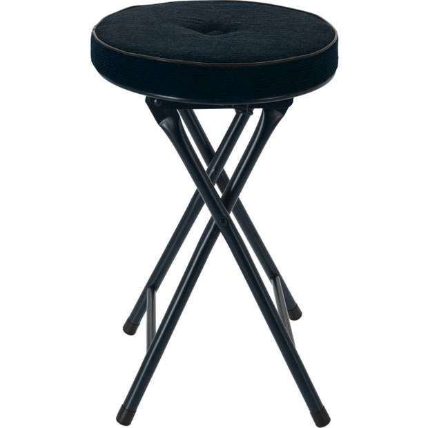 Home & Styling Bijzet krukje/stoel - 2x - Opvouwbaar - blauw Ribcord - D33 x H49 cm - Krukjes