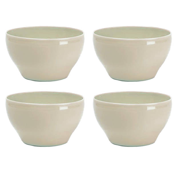 PlasticForte kommetjes/schaaltjes - 4x - dessert/ontbijt - kunststof - D14 cm - beige - Kommetjes