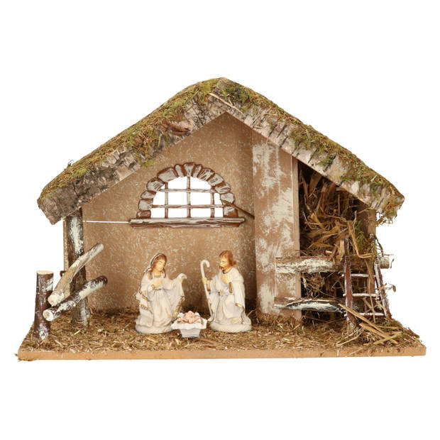 Complete kerststal met 3x st kerststal beelden - H30 cm - Kerststallen