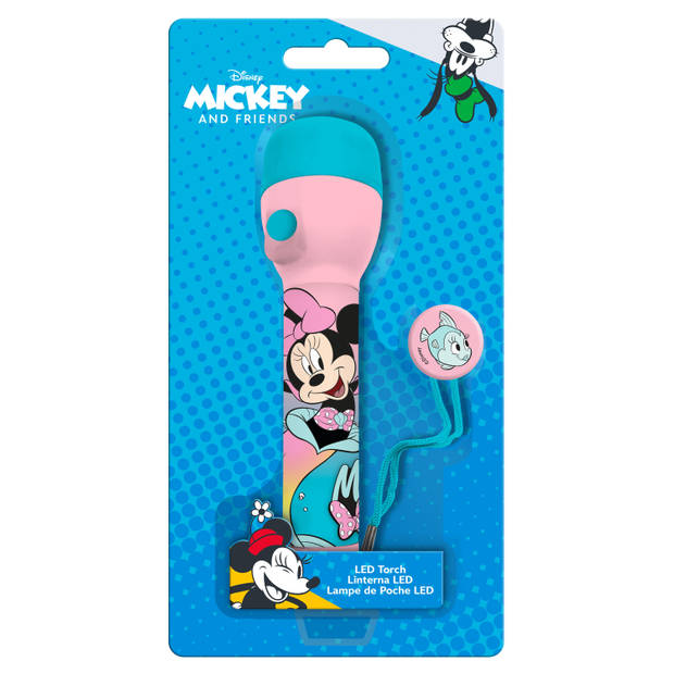 Disney Minnie Mouse&nbsp;kinder zaklamp/leeslamp - roze/blauw - kunststof - 16 x 4 cm - Kinder zaklampen