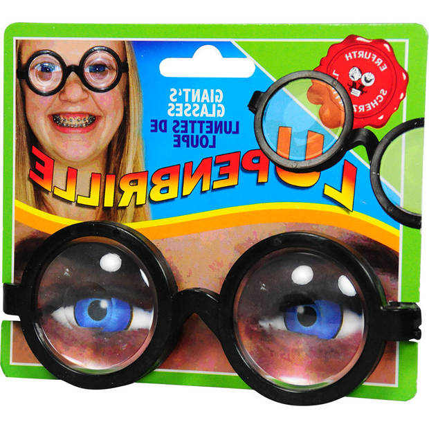 Fop bril met jampot glazen - zwart - kunststof - voor kinderen - Fopartikelen