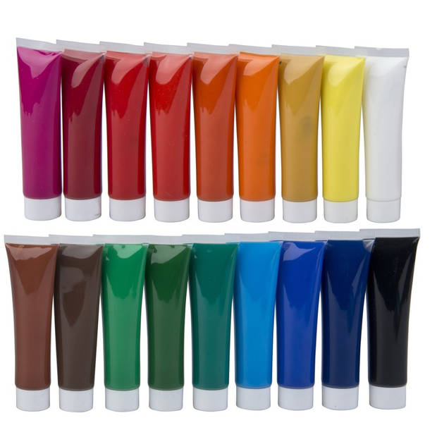 Acrylverf tubes in 18 kleuren 36 ml - Hobbyverf