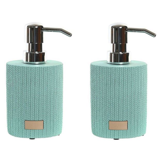 2x stuks zeeppompje/dispenser mintgroen keramiek 10 x 16 cm - Zeeppompjes