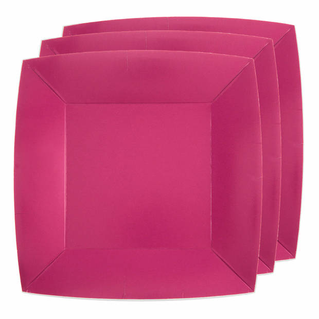 Santex 20x wegwerp bordjes en bekertjes - fuchsia roze - Feestbordjes