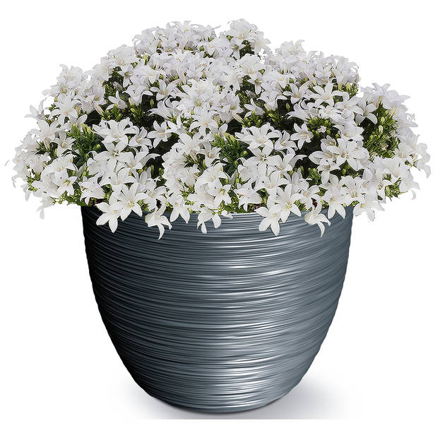 Prosperplast Plantenpot/bloempot Furu Stripes - buiten/binnen - kunststof - antraciet - D40 x H40 cm - Plantenpotten