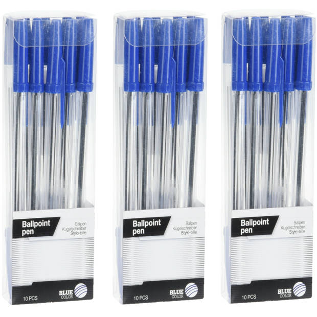 Balpennen set - 30x - schrijfmaterialen - kleur blauw - Pennen