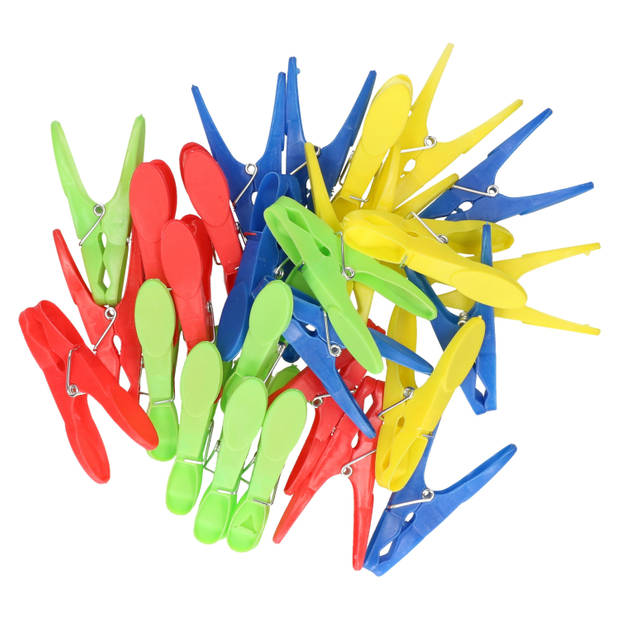 Soft grip wasknijpers -28x - kunststof - 4 kleuren per set - 8 cm - Knijpers