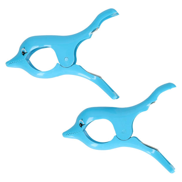 Handdoekklem/handdoek knijpers - dolfijn - 4x - kunststof - Handdoekknijpers