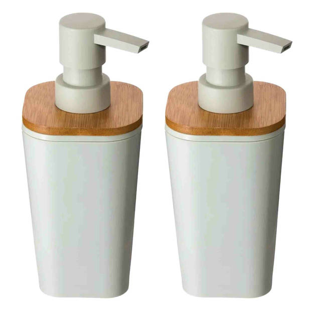 2x Stuks Zeeppompjes/zeepdispensers van kunststeen - wit - 300 ml - Zeeppompjes