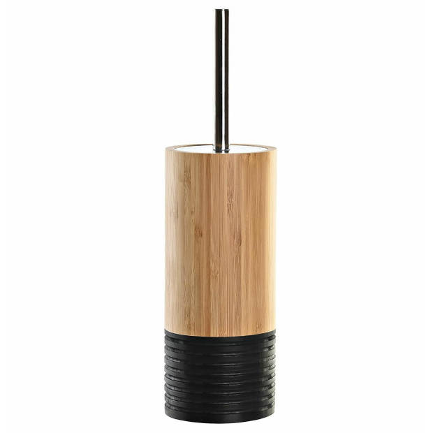 2x stuks WC/Toiletborstel in houder bruin/zwart bamboe hout 37 x 10 cm - Toiletborstels