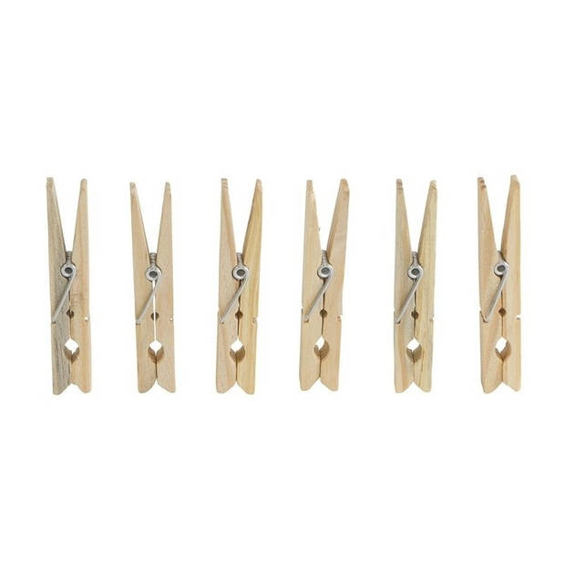 Wasknijperzakje / tasje met afsluitkoord en 20 houten wasknijpers met metalen veer - knijperszakken
