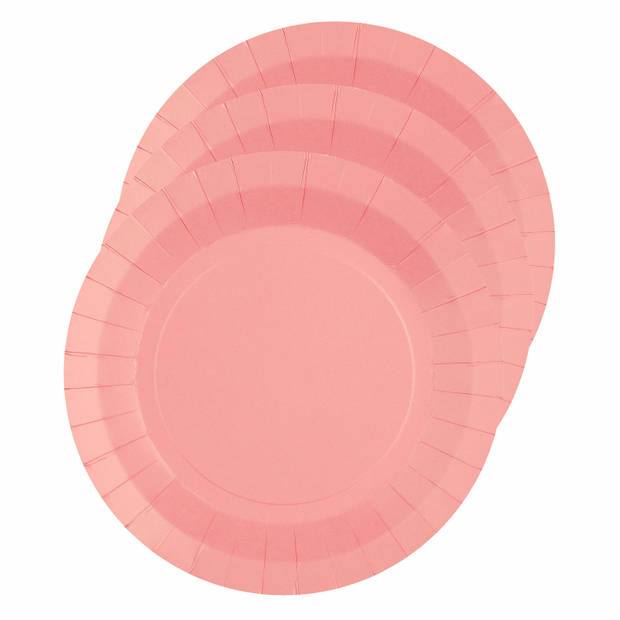 Santex Feest borden set - 20x stuks - roze - 17 cm en 22 cm - Feestbordjes