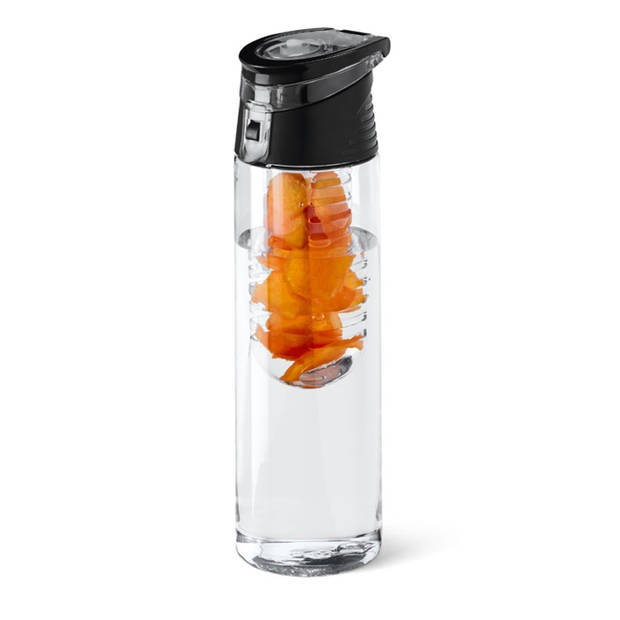 Waterfles/sportfles/drinkfles Waterprofs - 2x - transparant/rood - kunststof - 740 ml - met fruit filter - Drinkflessen