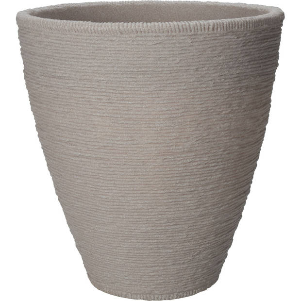 Pro Garden Plantenpot/bloempot Ribbed - Tuin - stevig kunststof - zandkleur - D40 x H42 cm - Plantenpotten