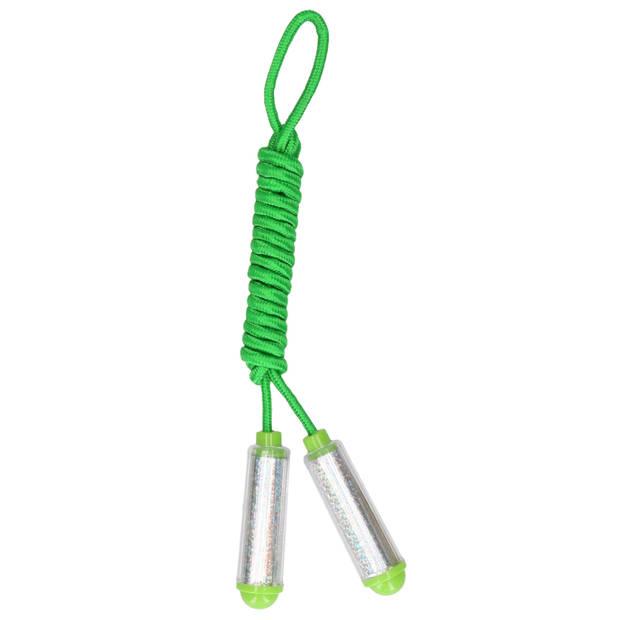 Springtouw - met kunststof handvatteni¿½- groen/zilver - 210 cm - speelgoed - Springtouwen