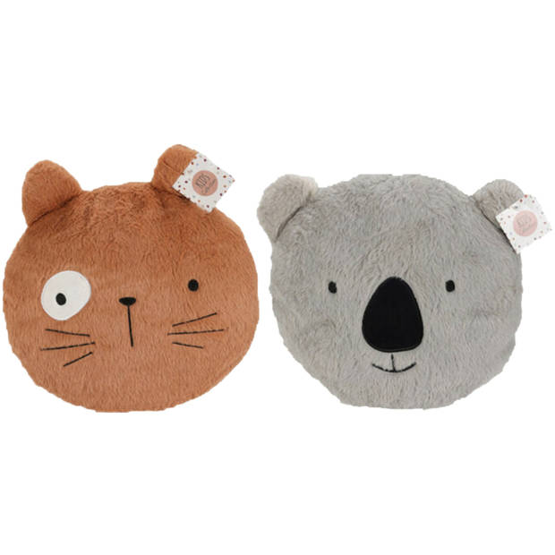 Dieren sierkussen - kat/koala - 32 x 27 cm - polyester - Sierkussens