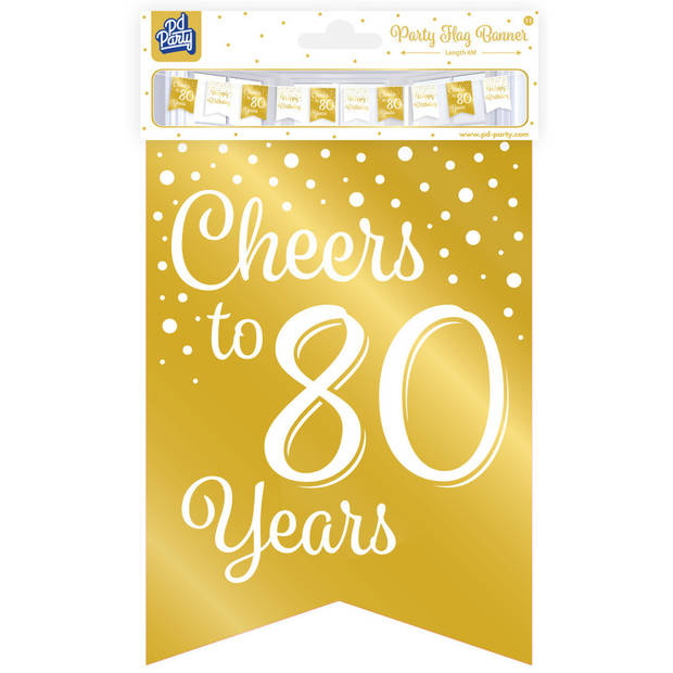 Paperdreams Verjaardag Vlaggenlijn 80 jaar - Gerecycled karton - wit/goud - 600 cm - Vlaggenlijnen