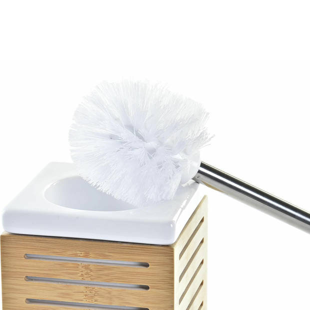 Items Toiletborstel - met houder - bamboe wit - 37 x 11 cm - Toiletborstels