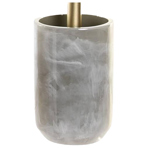 2x stuks toiletborstel met houder marmer look polyresin grijs 37 cm - Toiletborstels
