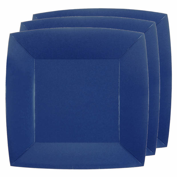 Santex feest gebak/taart bordjes - kobalt blauw - 10x stuks - karton - 18 cm - Feestbordjes