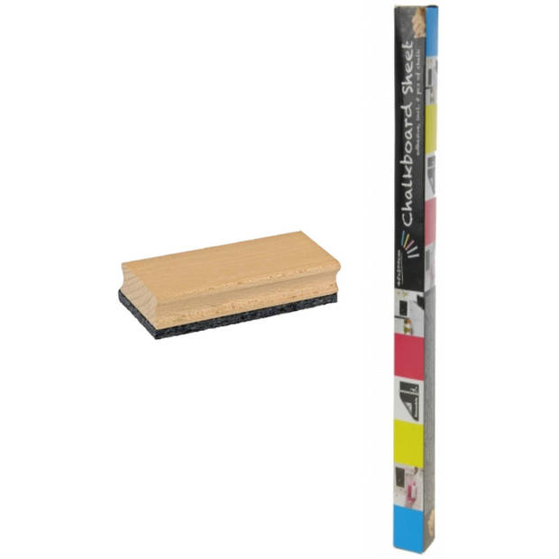 Kinder schoolbord - zelfklevend folie - 45 x 200 cm - incl. krijtjes en wisser - Whiteboards