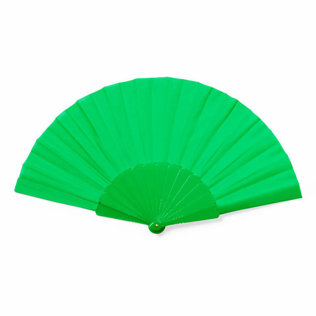 Spaanse handwaaier - 2x - groen - gerecycled kunststof/polyester - 42 x 23 cm - Verkleedattributen