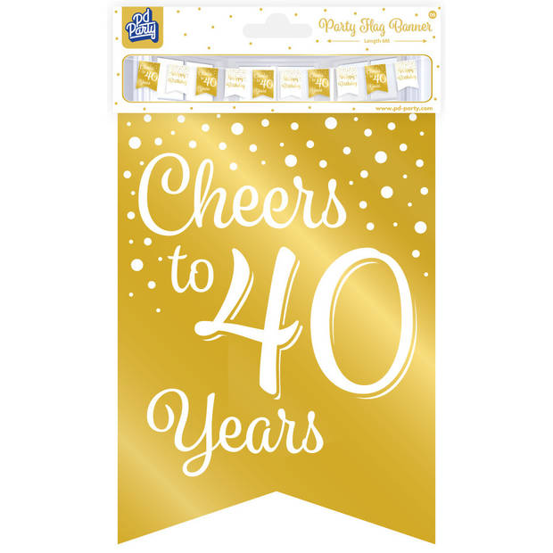 Paperdreams Verjaardag Vlaggenlijn 40 jaar - Gerecycled karton - wit/goud - 600 cm - Vlaggenlijnen