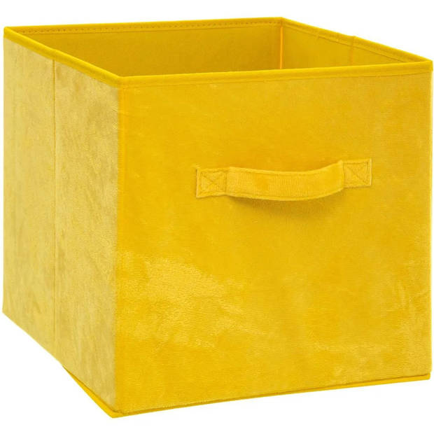 Set van 2x stuks opbergmanden/kastmanden 14 en 29 liter geel van polyester 31 cm - Opbergkisten