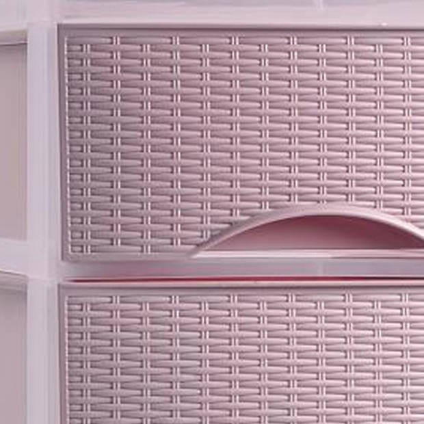 Plasticforte thuis kantoor organizer ladeblok - 3x - 2 lades - 25 x 37 x 26 cm - kunststof - roze - Ladeblok