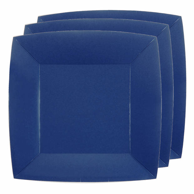 Santex servies set karton - 20x bordjes/20x servetten - kobalt blauw - Feestbordjes