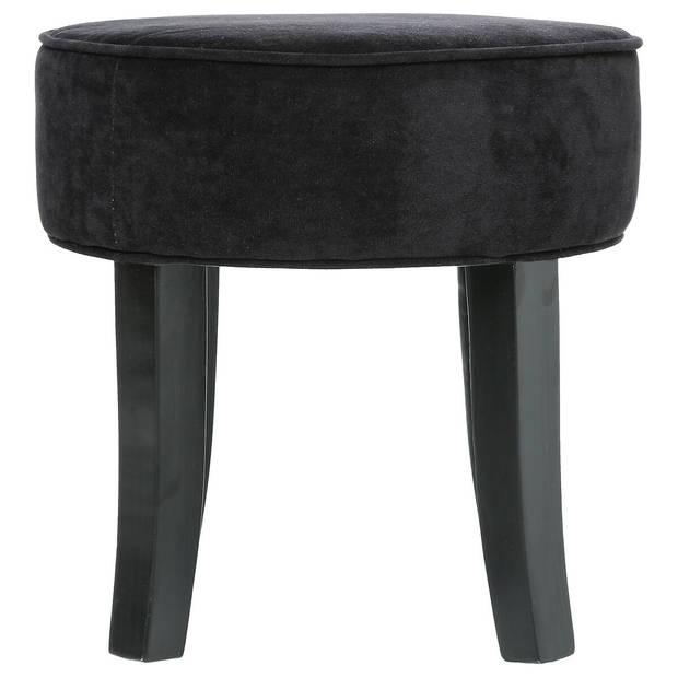 Atmosphera Zit krukje/bijzet stoel - hout/stof - zwart fluweel - D35 x H40 cm - Krukjes