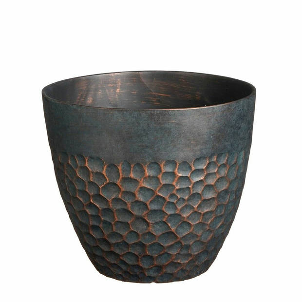 Mica Decorations Plantenpot Bravo - kunststof - buiten/binnen - Diep groen - D38 x H32 cm - Plantenpotten