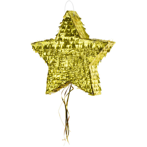 Funny Fashion - Verjaardag Pinata Ster goud - 44 x 42 cm - set met stok en masker - Pinatas