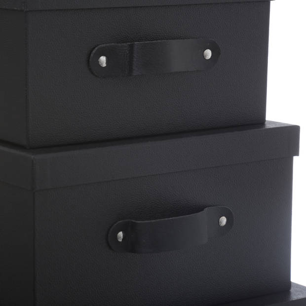 5Five Opbergdoos/box - 2x - zwart - L28 x B22 x H11 cm - Stevig karton - Industrialbox - Opbergbox