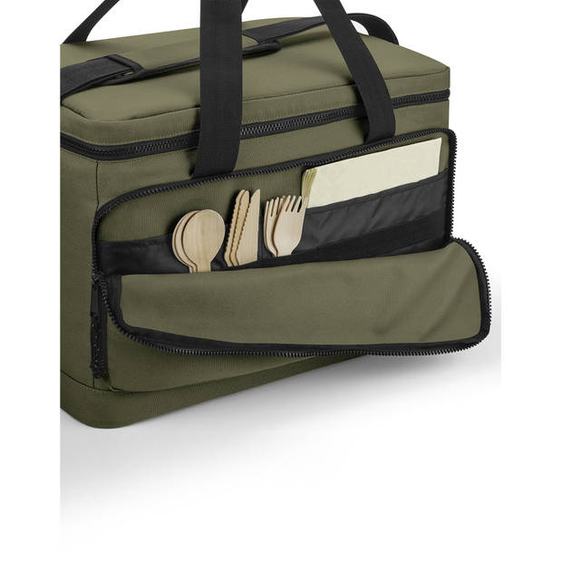 Bagbase Grote strand/camping koeltas model Bali - 40 x 26 x 28 cm - 2 vakken - army groen - Koeltas