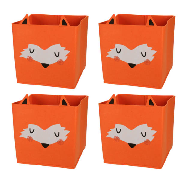 4x stuks opbergmand/kastmand vilt kinderkamer - dieren thema vos - 32 cm - Opbergmanden