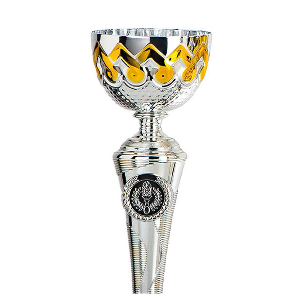 Luxe trofee/prijs beker cup - zilver/goud - kunststof - 30 x 8 cm - Fopartikelen