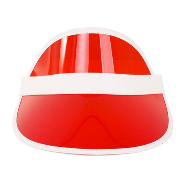 Verkleed zonneklep/sunvisor - voor volwassenen - rood/wit - Carnaval hoed - Verkleedhoofddeksels